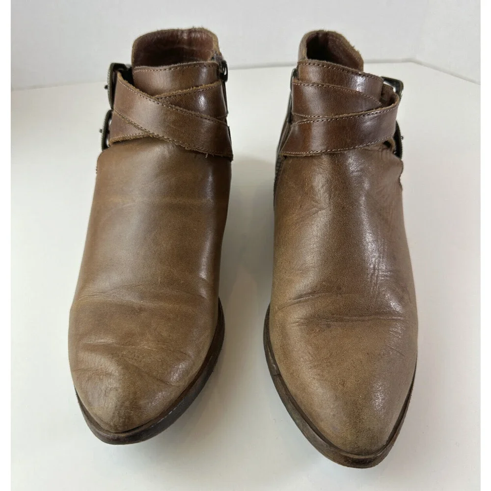Frye Ray Ankle Boots Brown Leather Western Shootie Cowboy Booties 7.5 M *Flawed